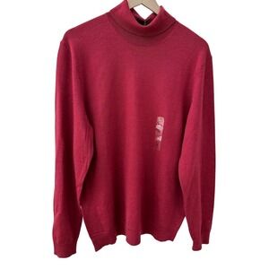 Tasso Elba Classic Wool Blend Turtleneck Sweater Red sz XL Business Casual